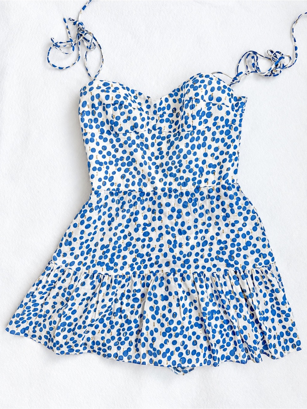 Amanda Uprichard Champagne Skort Romper in Electric Dot size XS